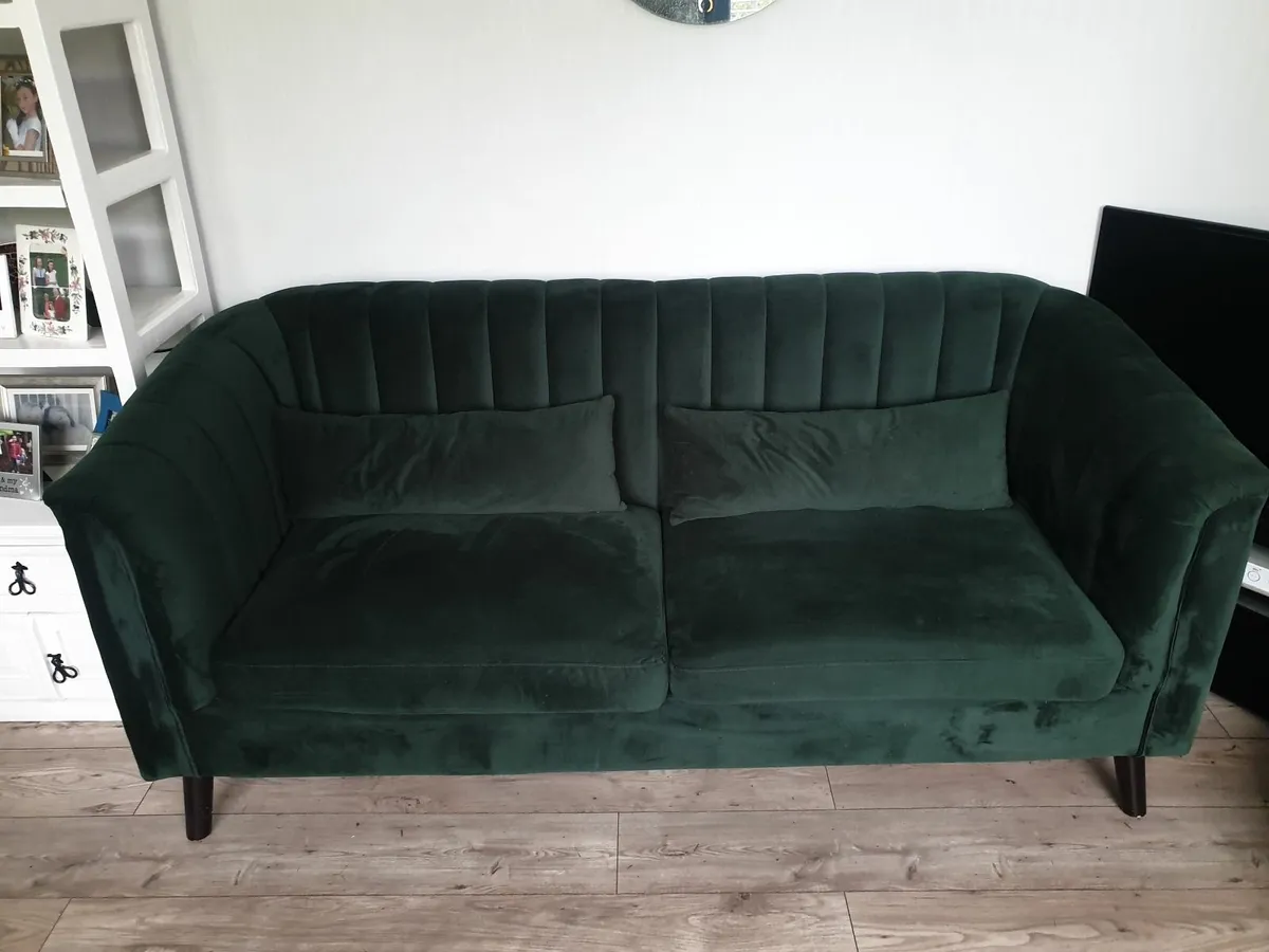 3 Seater Sofa & Leather Armchair - Image 1
