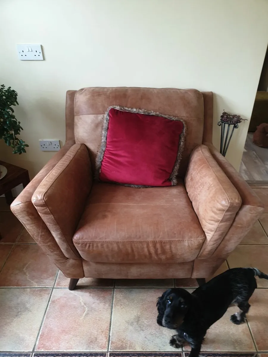 3 Seater Sofa & Leather Armchair - Image 2