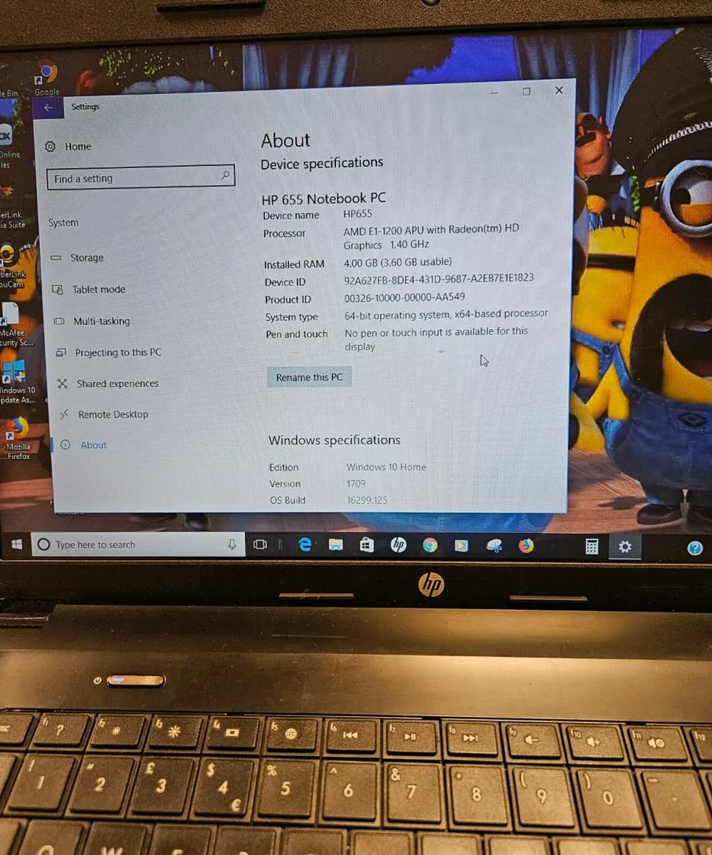 HP 655 laptop with charger and carry bag - Image 2