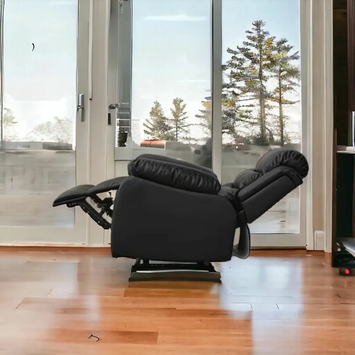 Single Recliner Chair Leather, Black - Brand new - Image 1