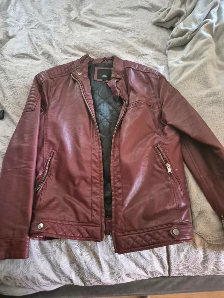 Leather biker jacket - Image 1