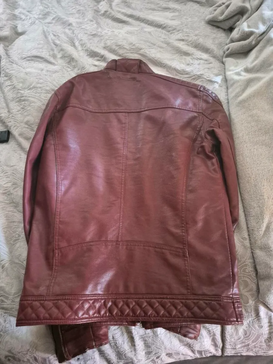 Leather biker jacket - Image 3