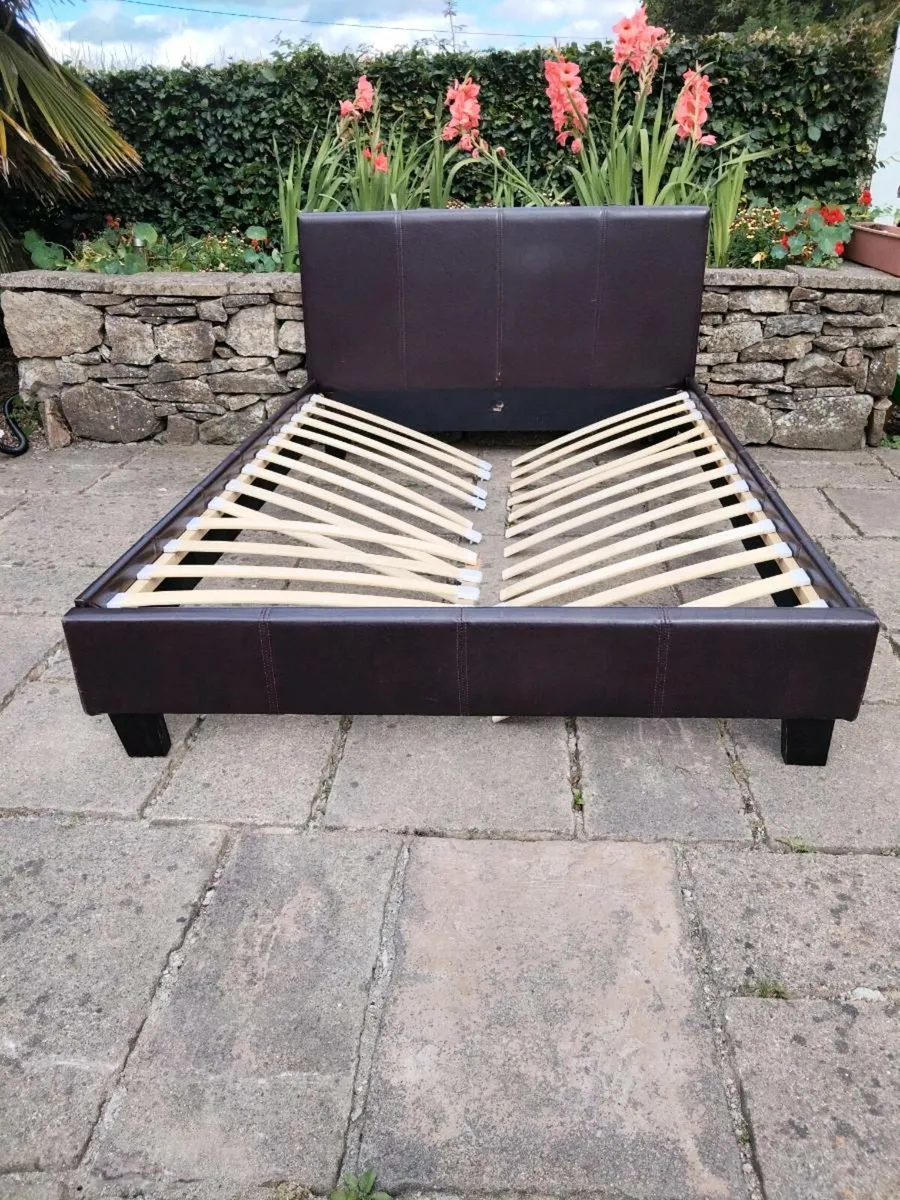 Brown Leather Bedframe - Image 1