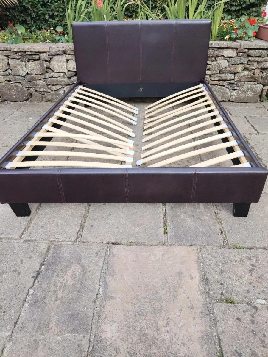 Brown Leather Bedframe - Image 2