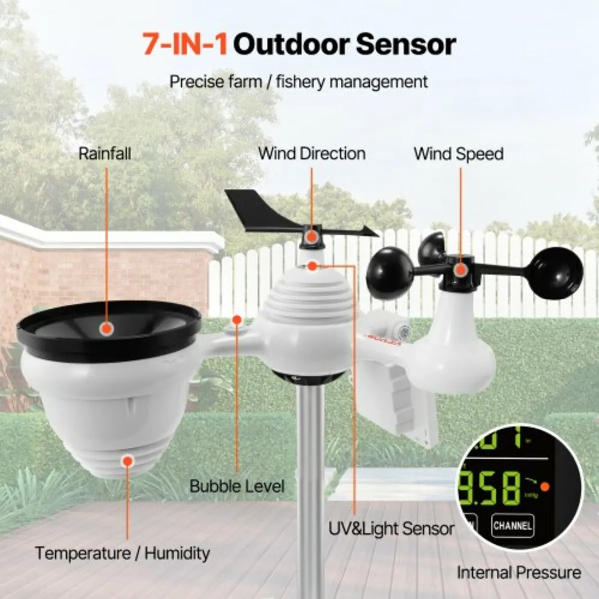 7-in-1 Wi-Fi Weather Station, 7.5 in Color Display - Image 3