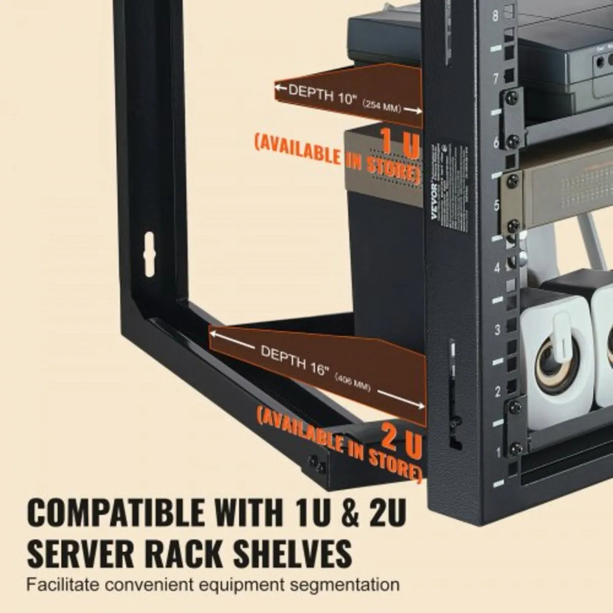 9U Wall Mount Rack 150 lbs/68.04 kg Open Frame Ser - Image 3