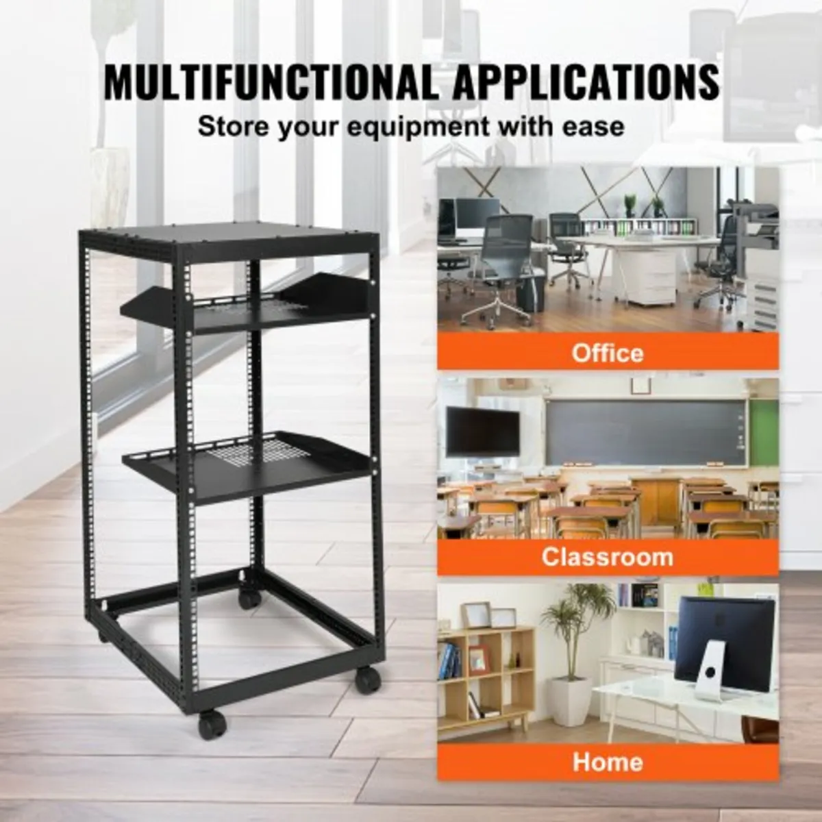 20U Open Frame Server Rack, 15''-40'' Adjustable D - Image 1