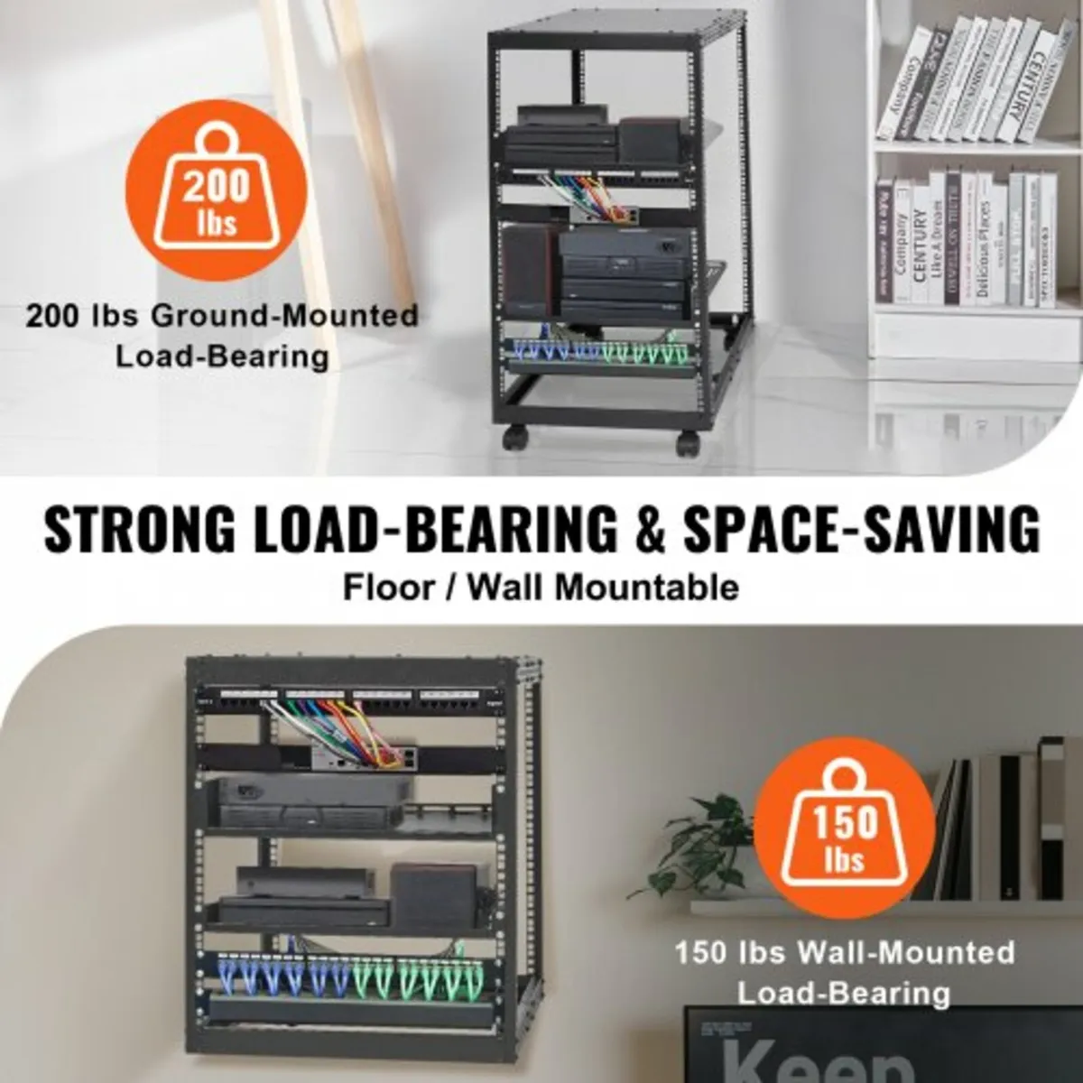 20U Open Frame Server Rack, 15''-40'' Adjustable D - Image 2