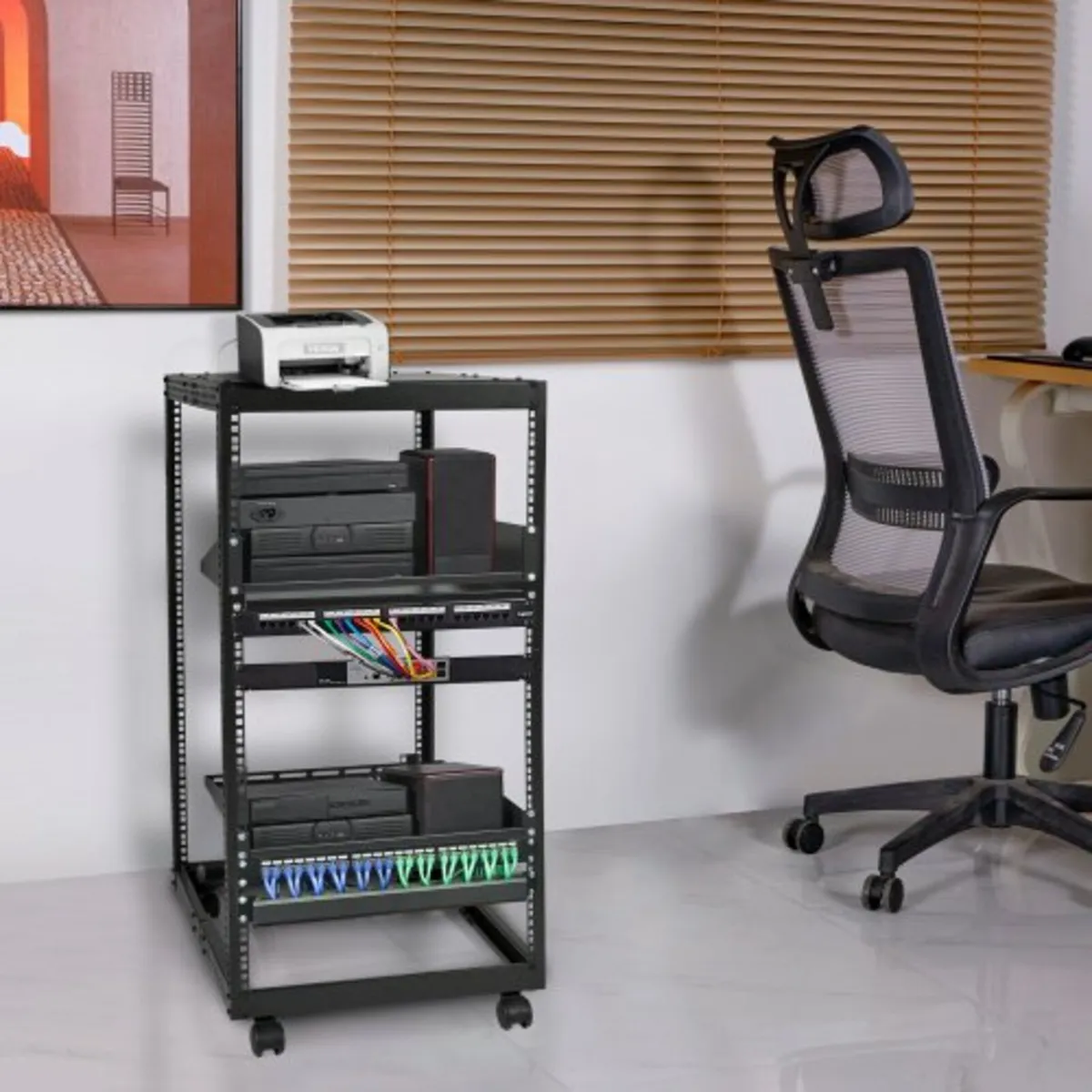 20U Open Frame Server Rack, 15''-40'' Adjustable D - Image 3
