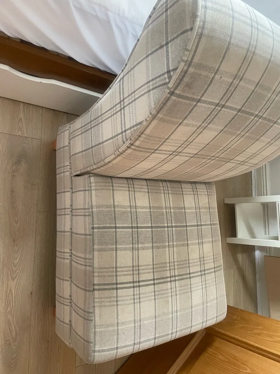 Comfy Beige Plaid Armchair - Image 3