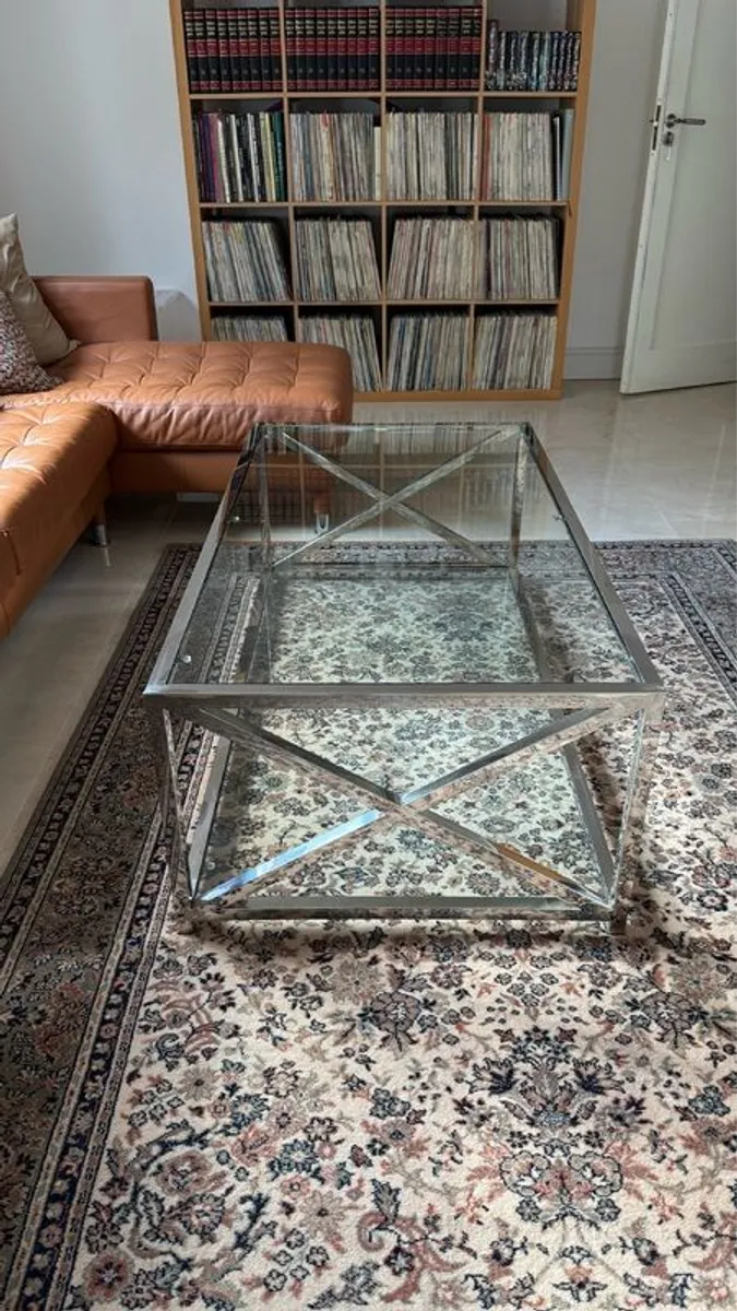 Chrome & Glass Coffee Table - Image 1