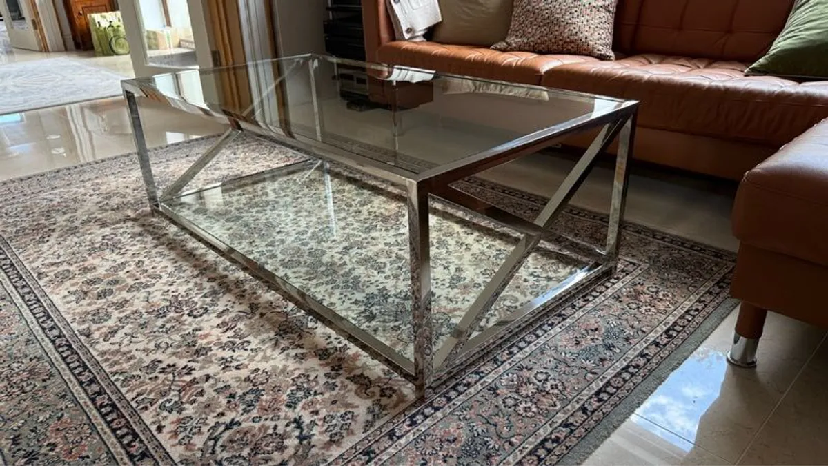 Chrome & Glass Coffee Table - Image 4