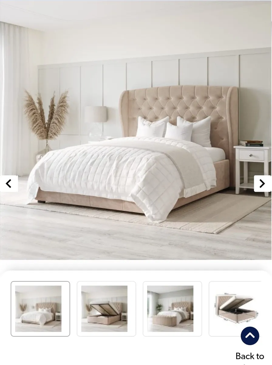 Queen size fabric bed - Image 1