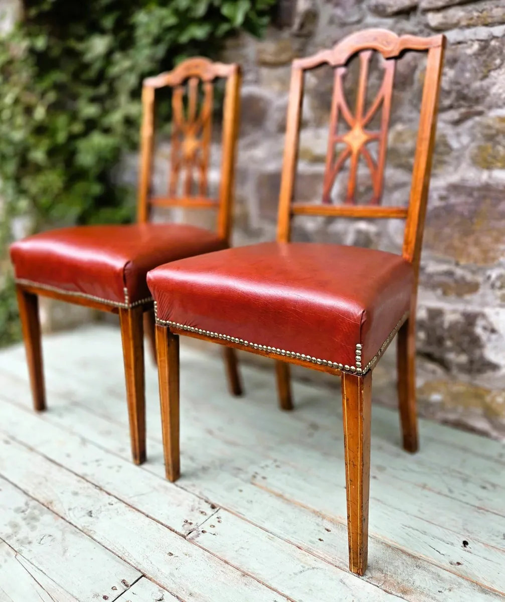 Edwardian Walnut Chairs- Circa 1910 - Image 2