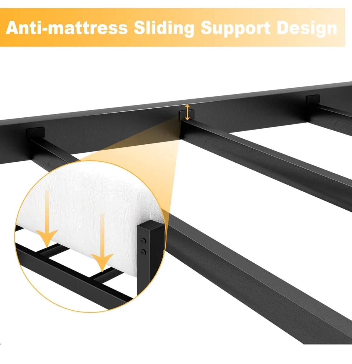 Double Bed Frames with Headboard 4ft6 Black Meta - Image 2