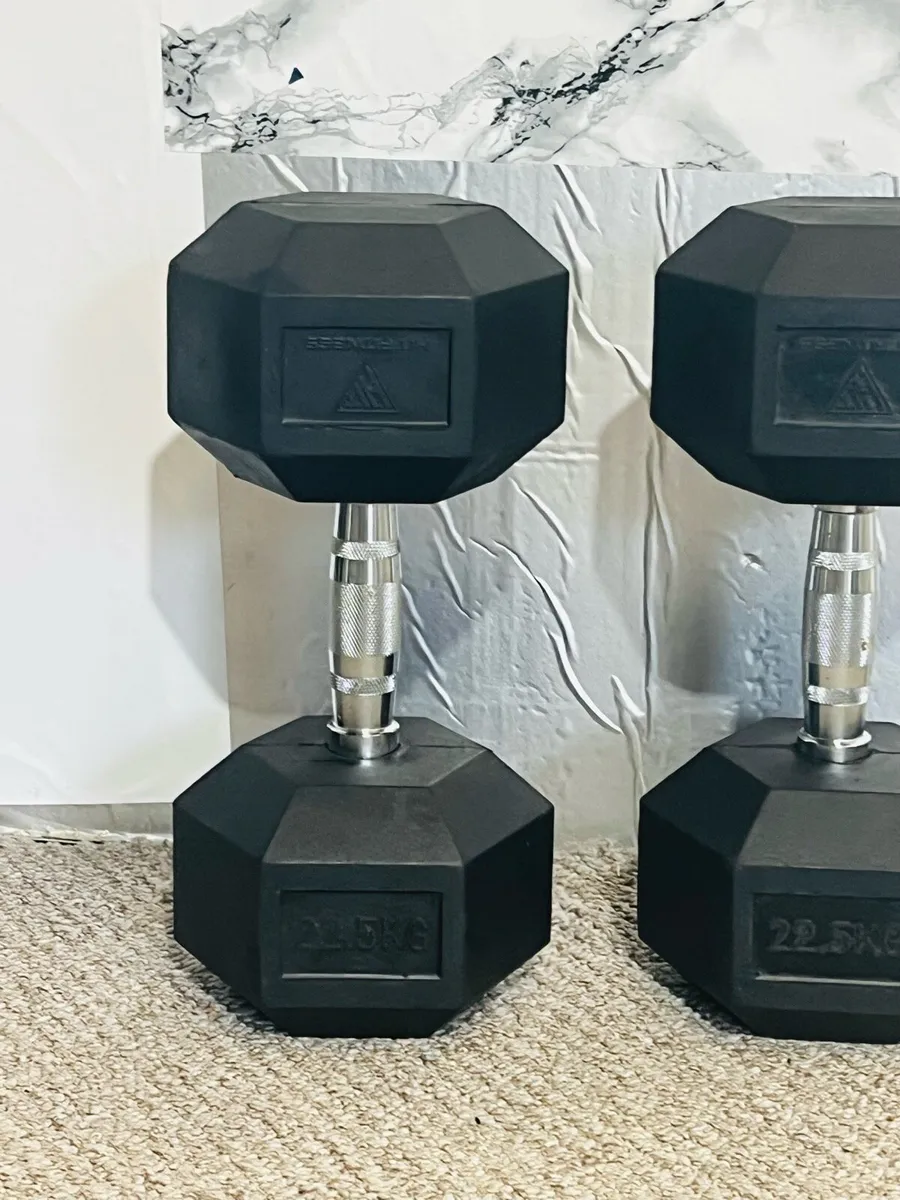 2 X 22.5 KG HIT FITNESS DUMBBELLS - Image 4