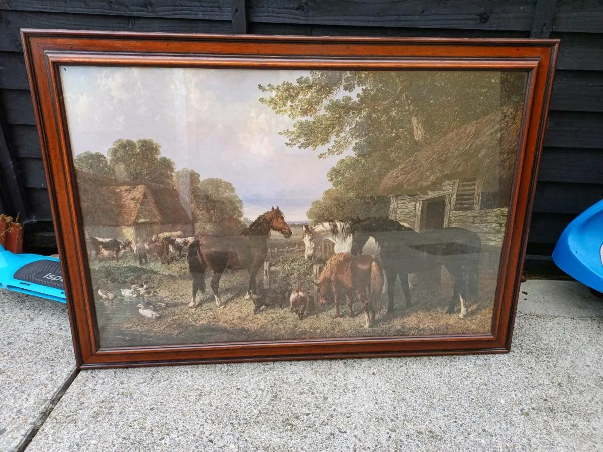 Vintage Farmyard Horses Picture - Image 1