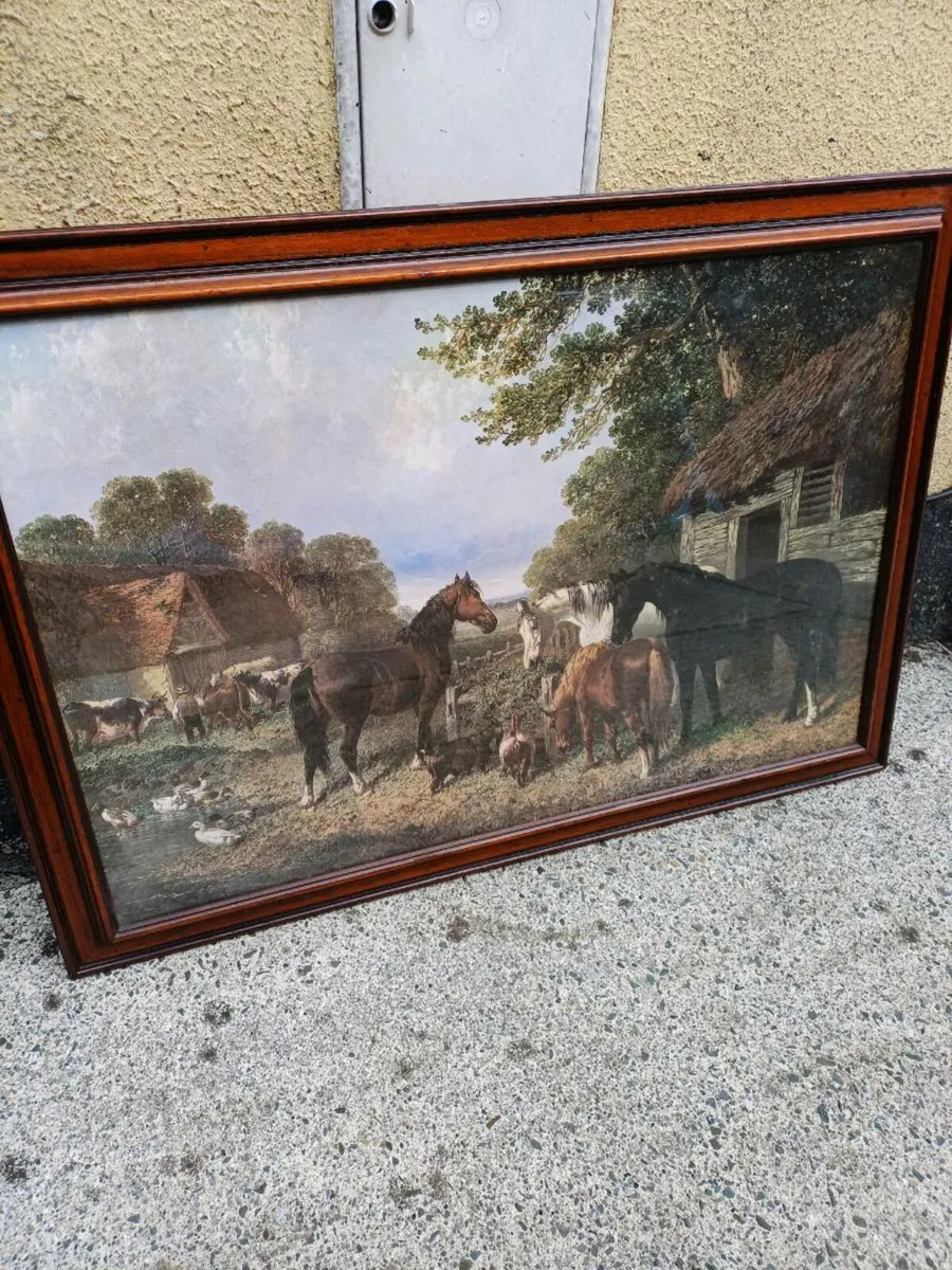 Vintage Farmyard Horses Picture - Image 3
