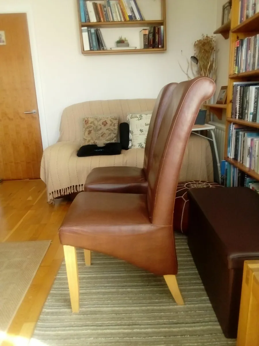 2 Leather Dining Chairs - Image 1
