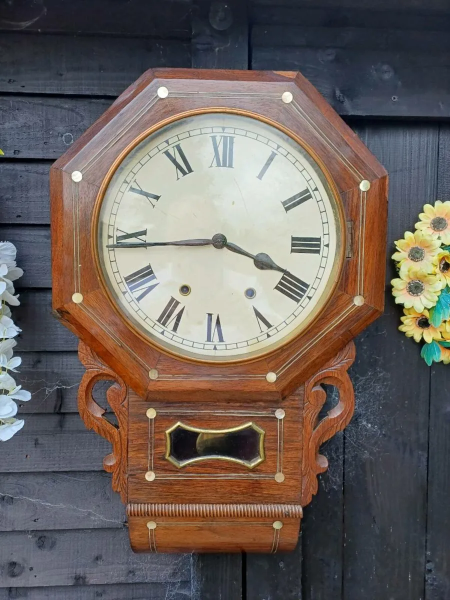 Antique American Drop Dial Wall Clock - Image 1