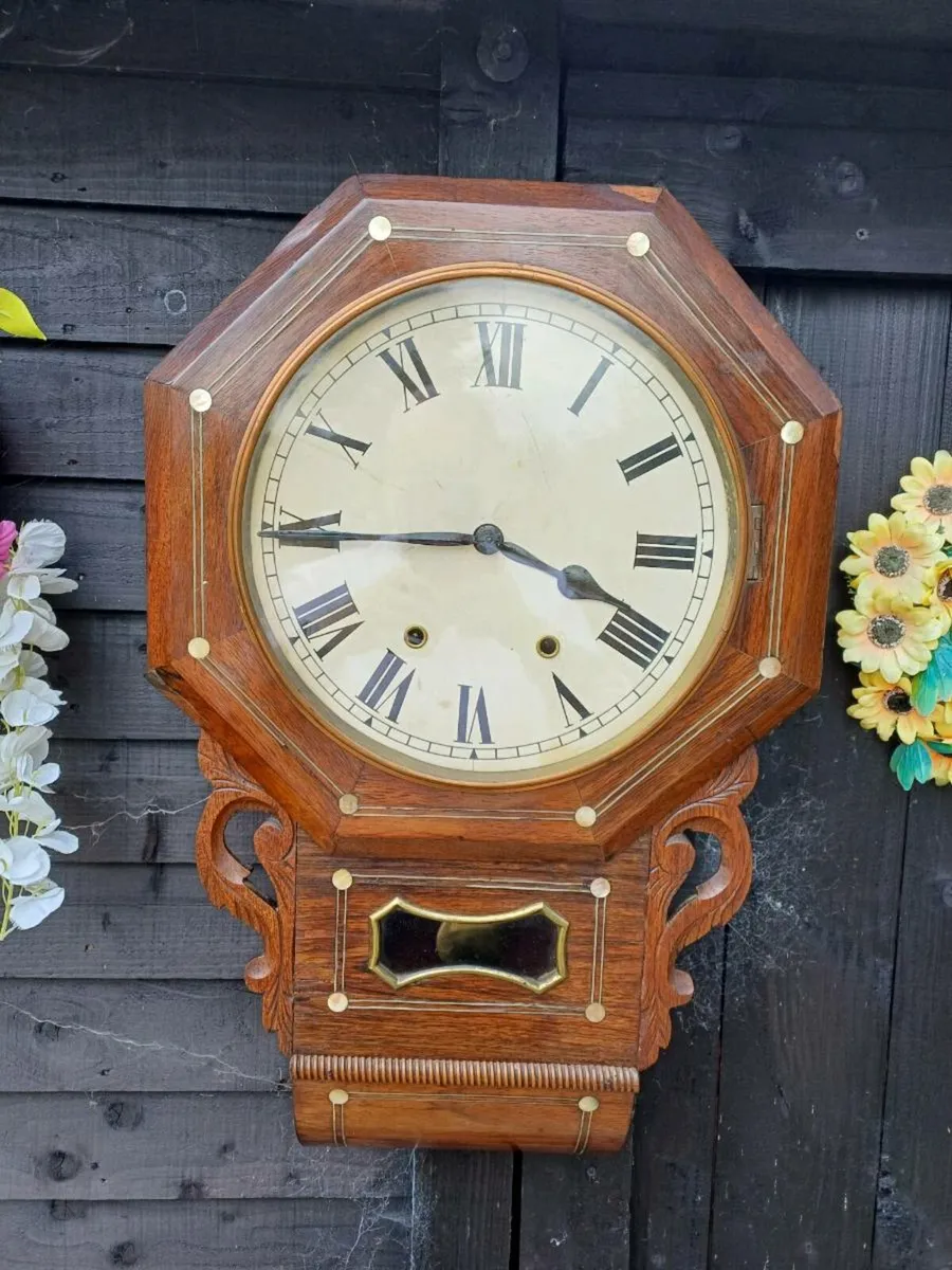 Antique American Drop Dial Wall Clock - Image 2
