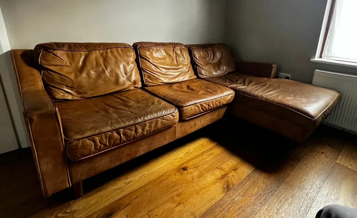 Leather Corner Sofa - Image 1