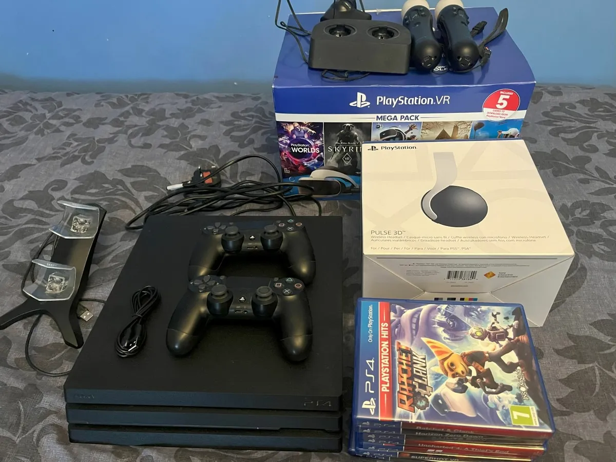 PS4 Pro + PS VR + Pulse 3D Headset Bundle - Image 1