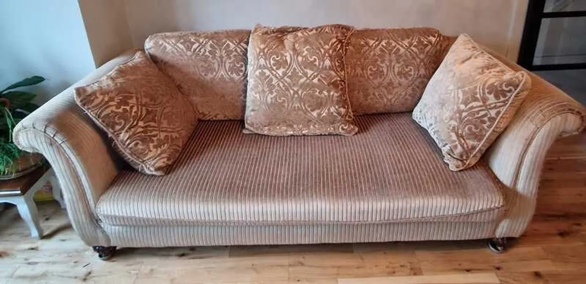 Gold Fabric Sofa purchased in Caseys Limerick - Image 3