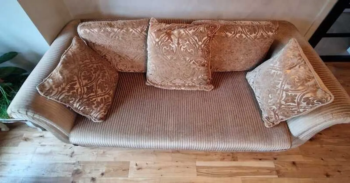 Gold Fabric Sofa purchased in Caseys Limerick - Image 4