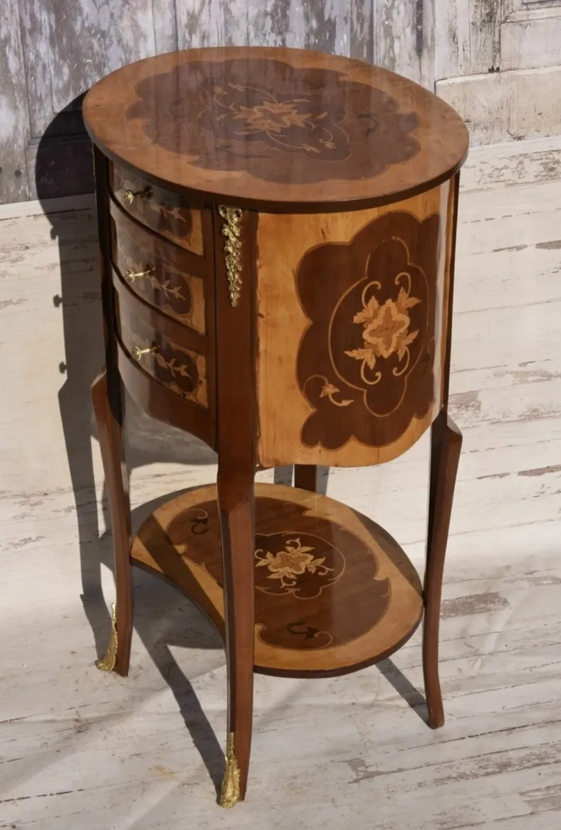 Wooden Round Side Table – Nightstand Cabinet – 3 D - Image 1