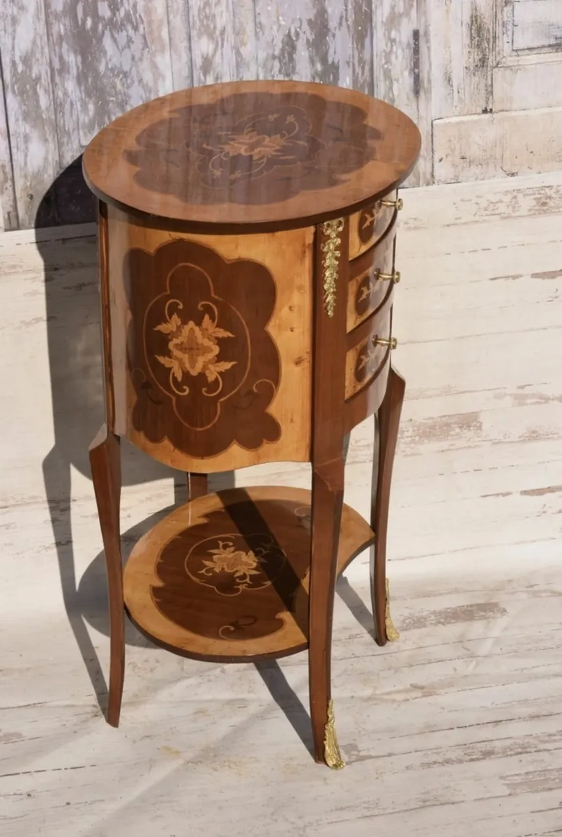 Wooden Round Side Table – Nightstand Cabinet – 3 D - Image 3