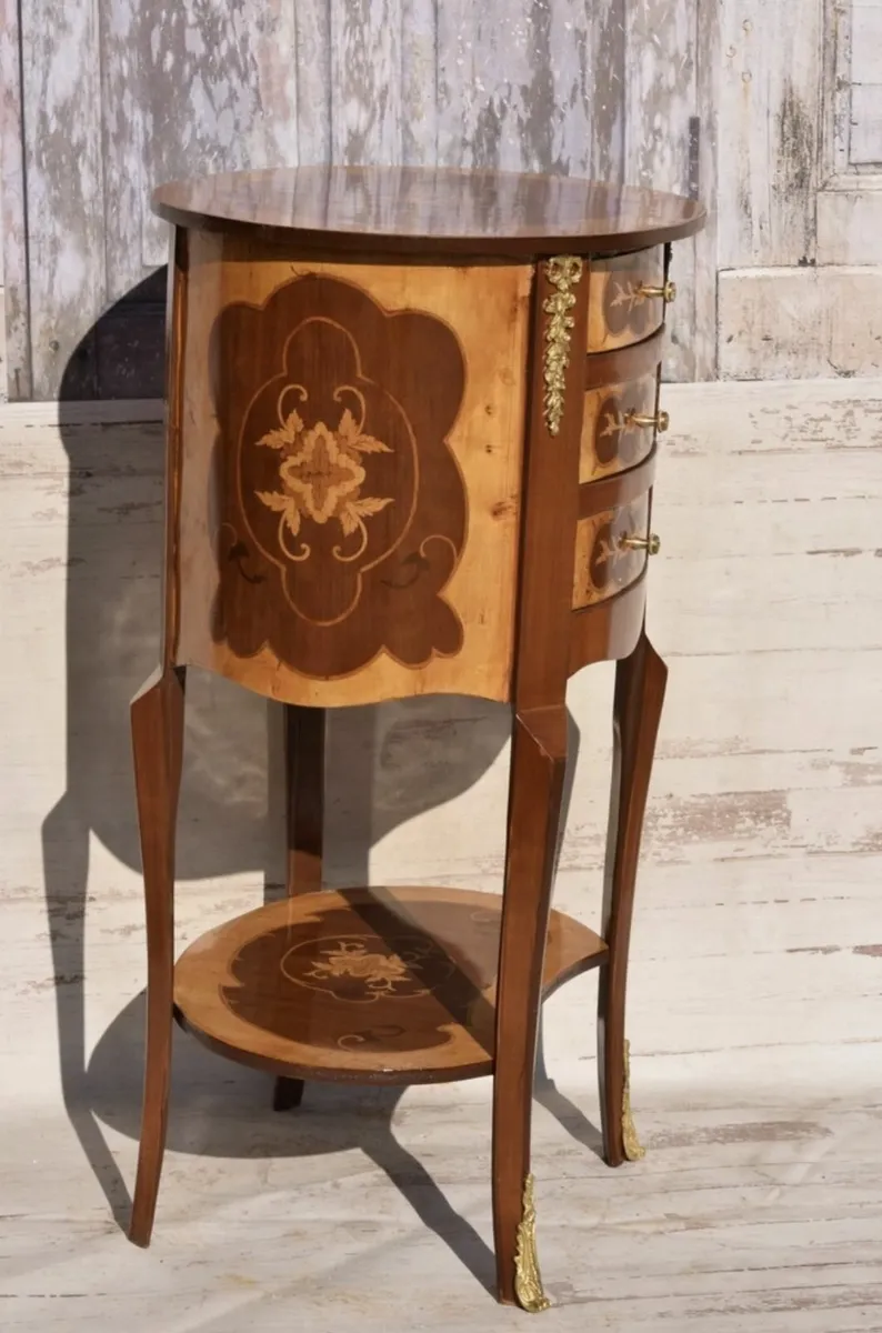 Wooden Round Side Table – Nightstand Cabinet – 3 D - Image 4