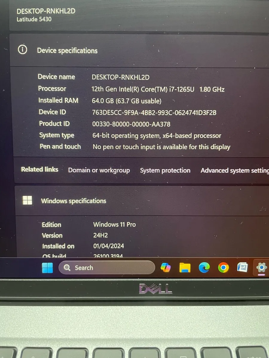Dell laptop i7 pro 64gb 1 TB SSD win 11 pro - Image 4