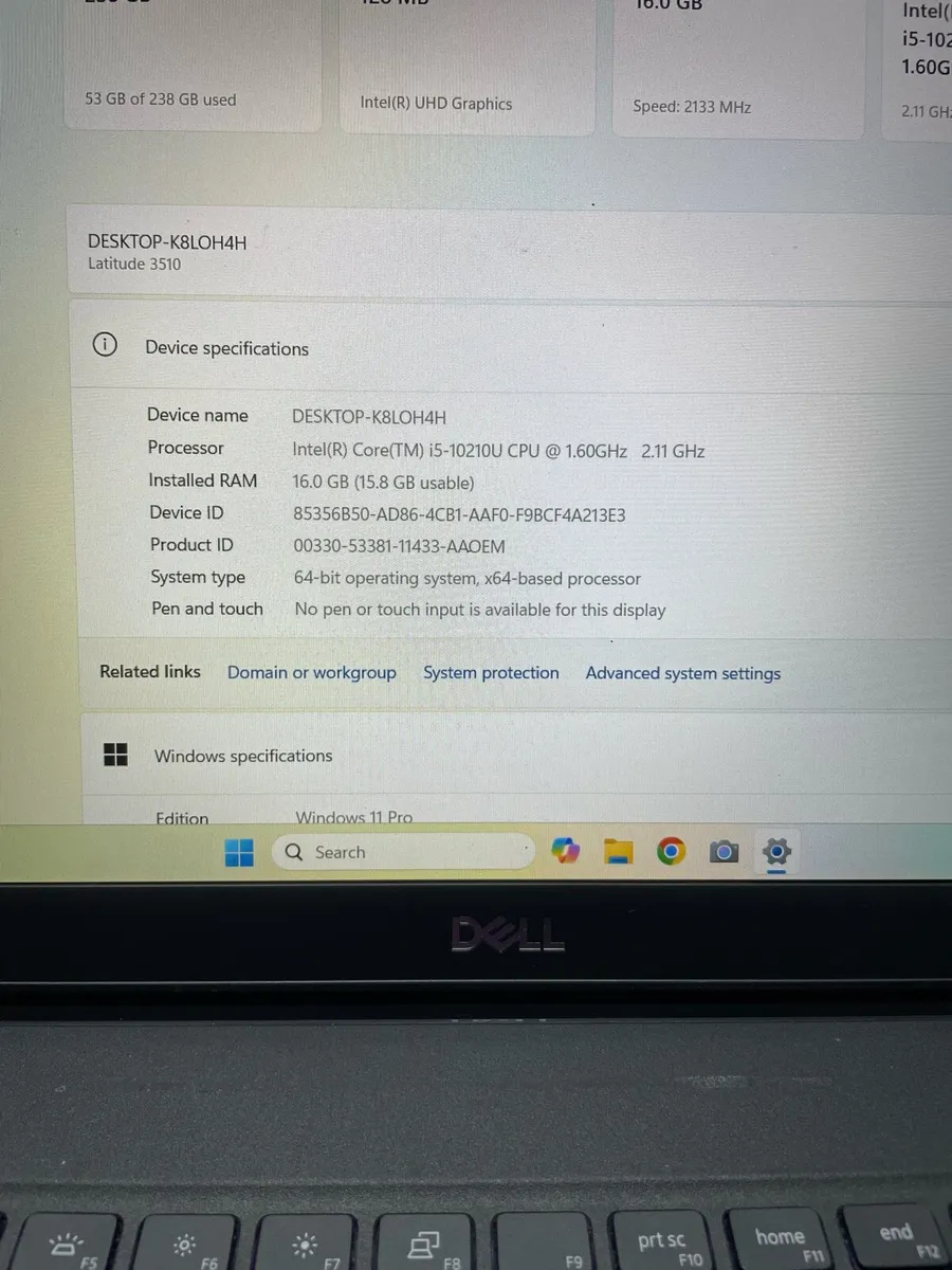Dell laptop i5 pro 16-256 win 11 pro - Image 4