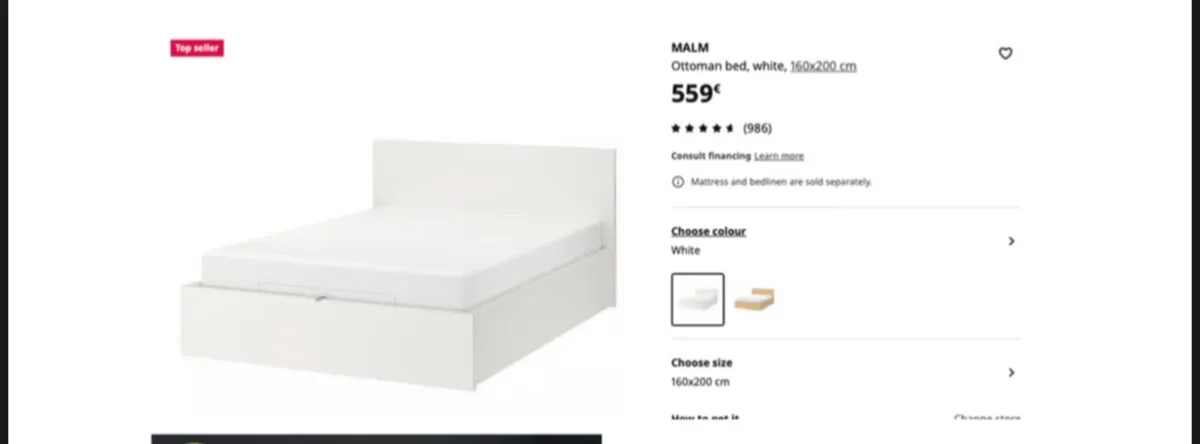 IKEA Malm Ottoman bed frame - King Size
