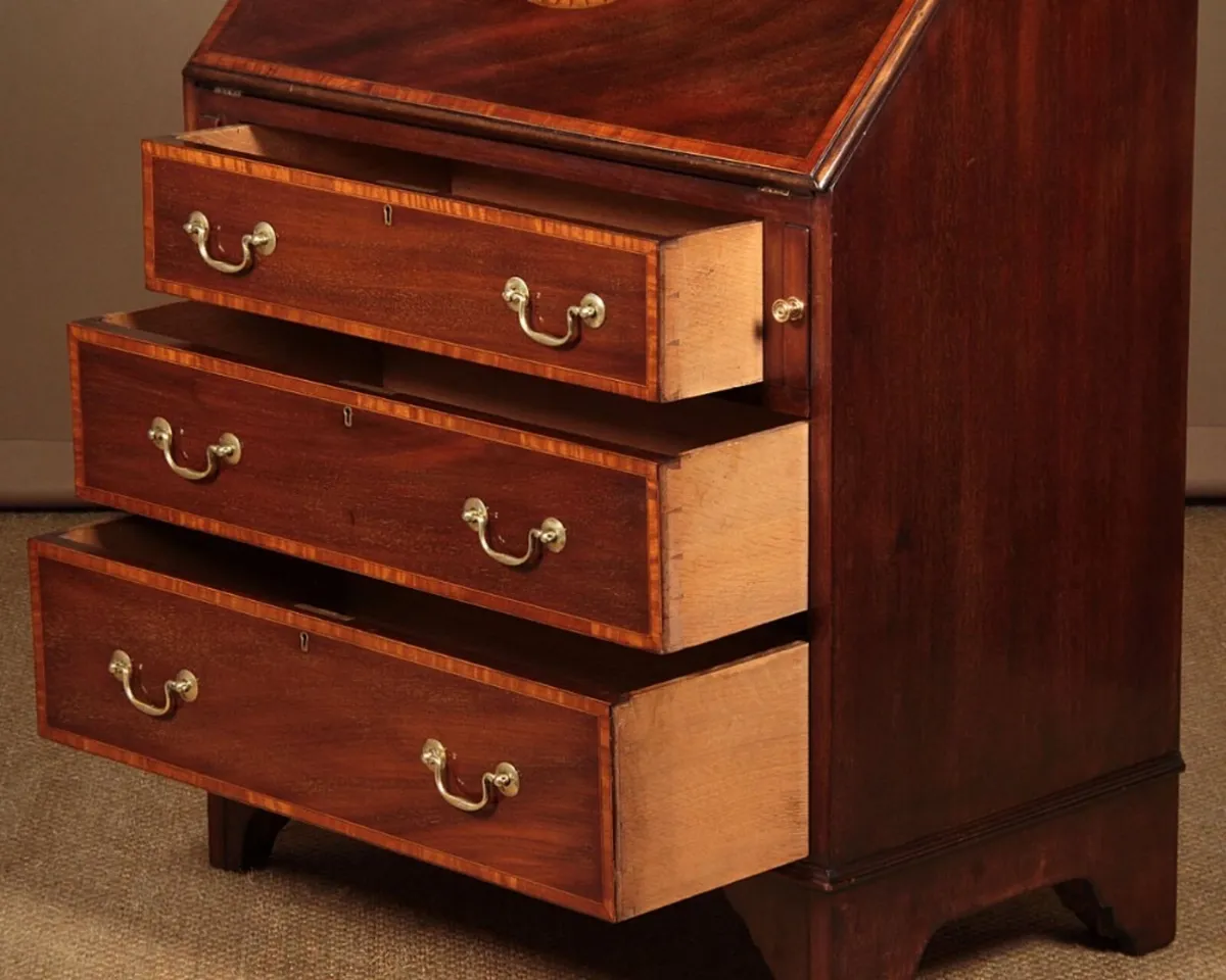 Edwardian inlaid writing bureau - Image 2