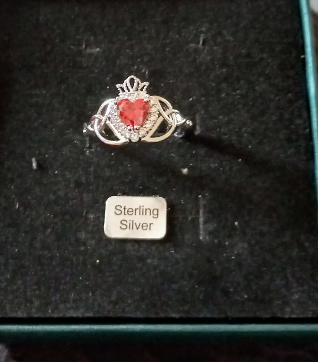Sterling Silver Ruby heart/Diamond Stone ring - Image 1