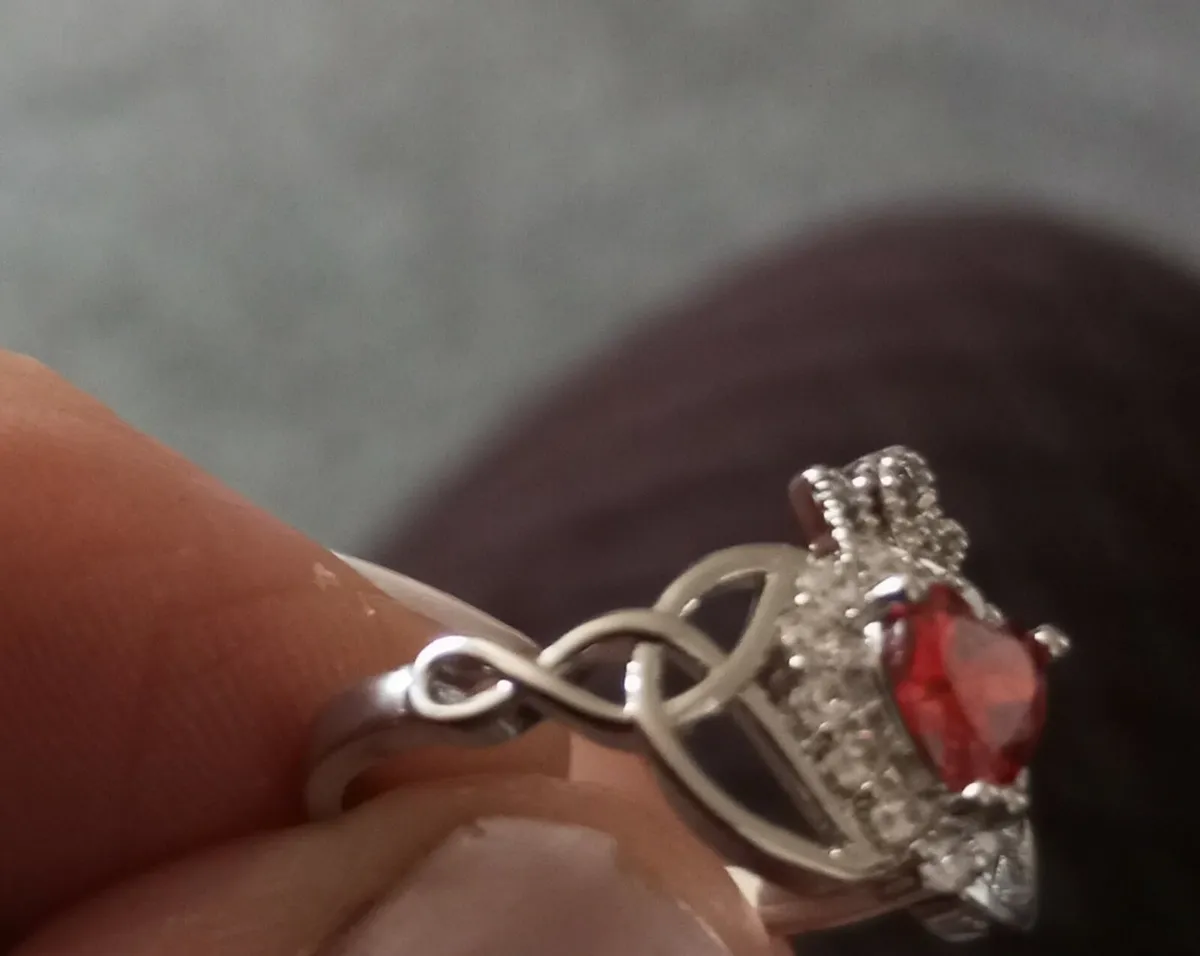 Sterling Silver Ruby heart/Diamond Stone ring - Image 2