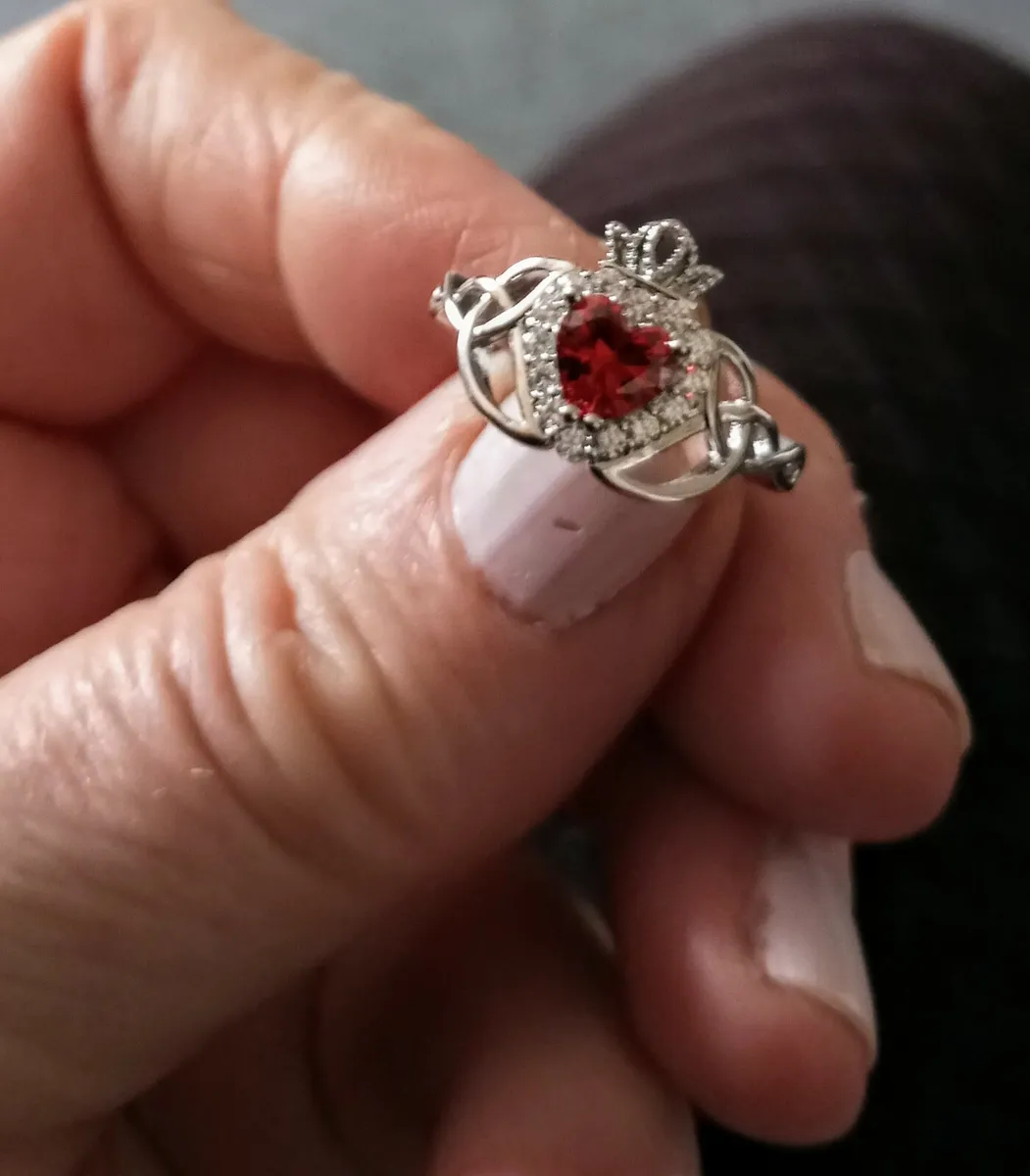 Sterling Silver Ruby heart/Diamond Stone ring - Image 3