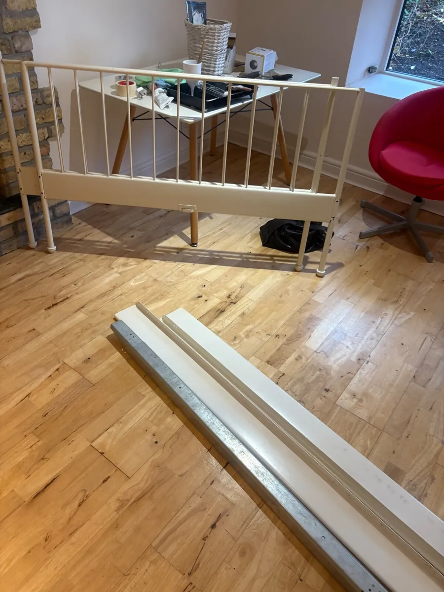 Free shelves, bed frame and red chair - Image 2