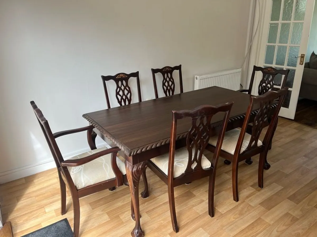 Mahogany Dining Table and Chairs - Image 1