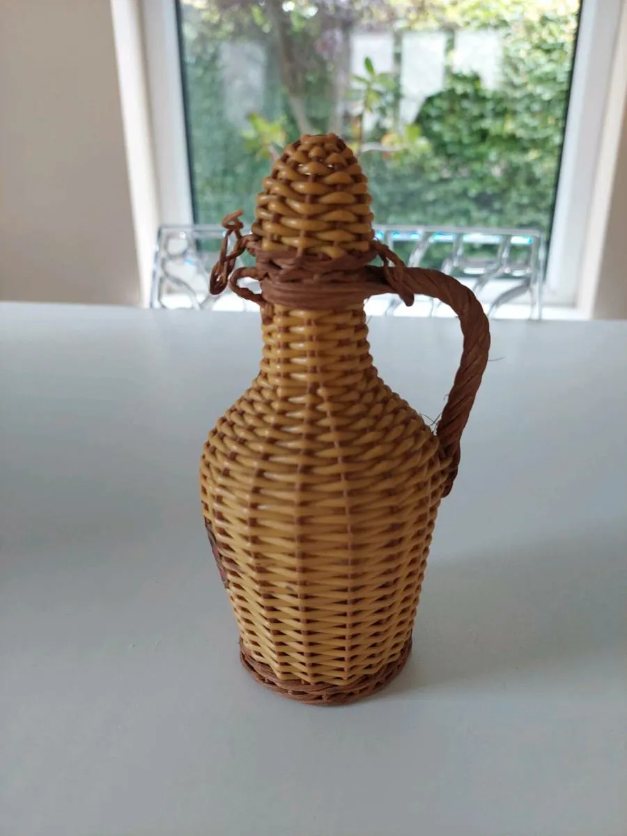 1960s wicker brandy bottle - Image 2