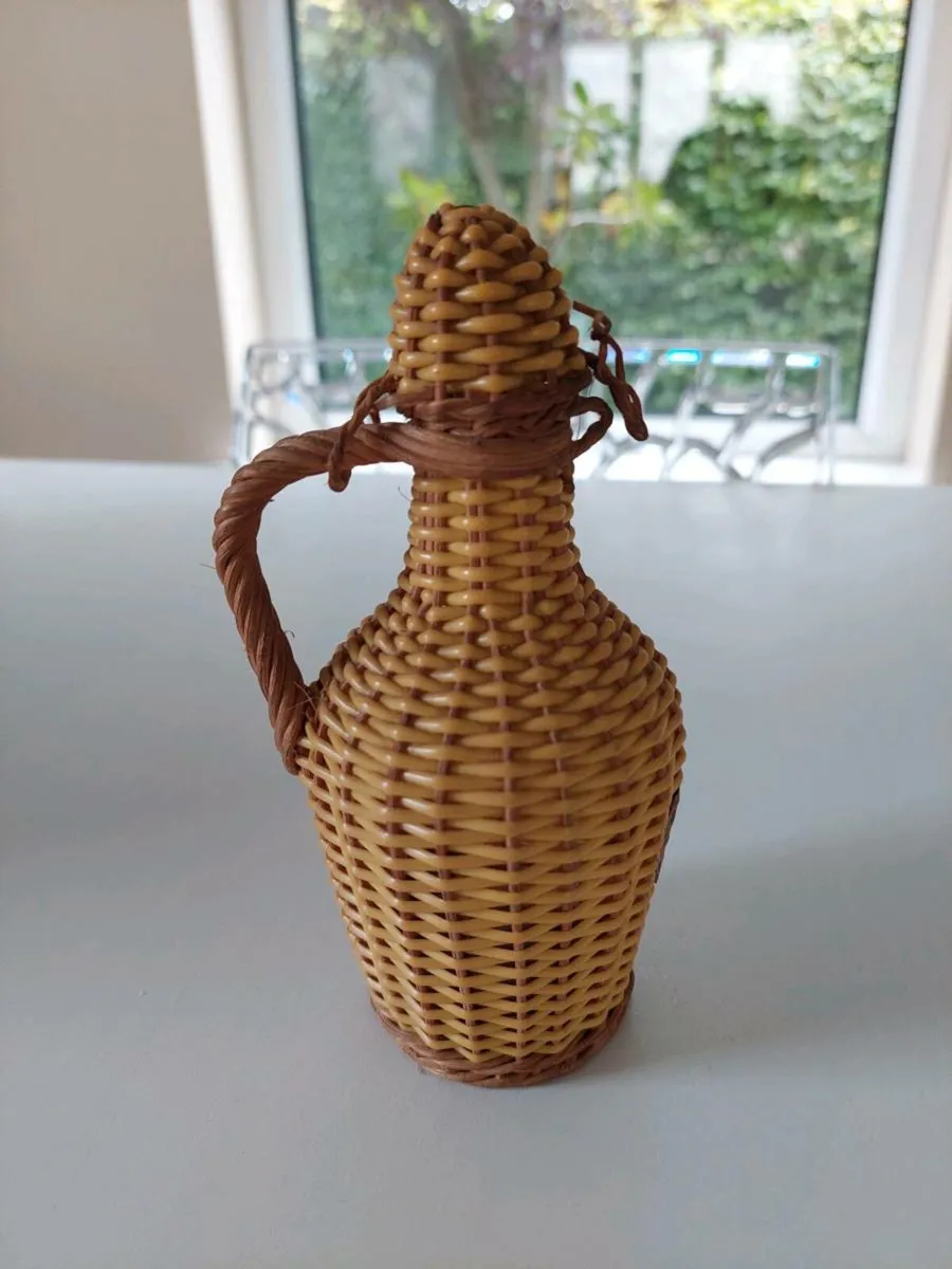 1960s wicker brandy bottle - Image 3