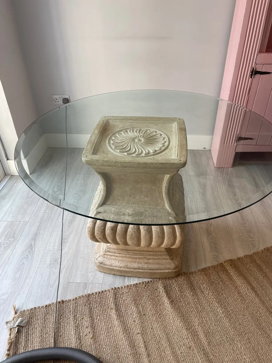 Glass top and stone sunroom table - Image 1
