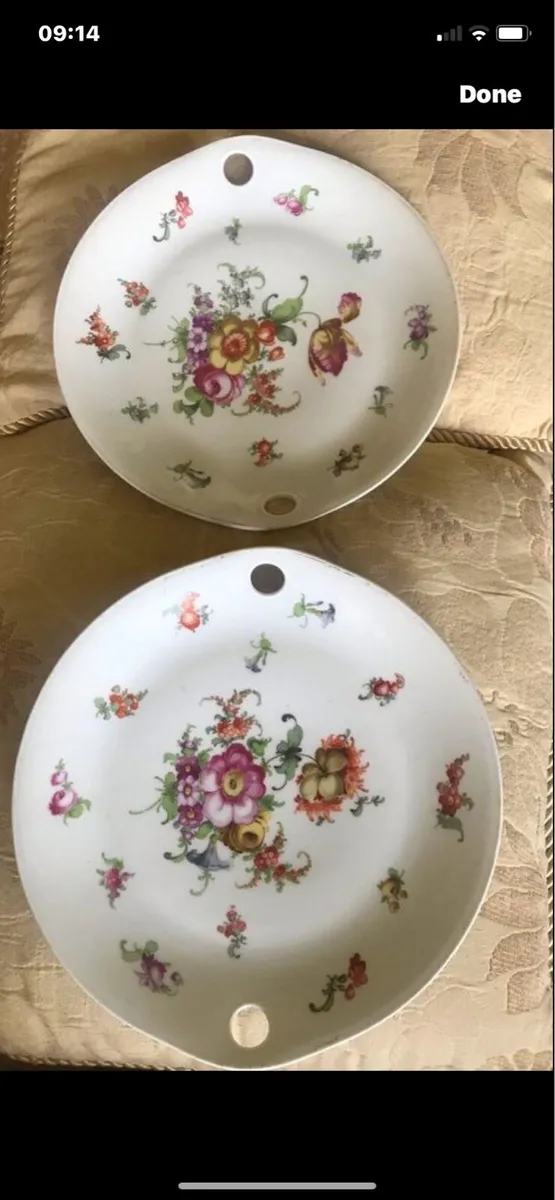 Antique Hand Painted Meissen Plate Set - Image 1