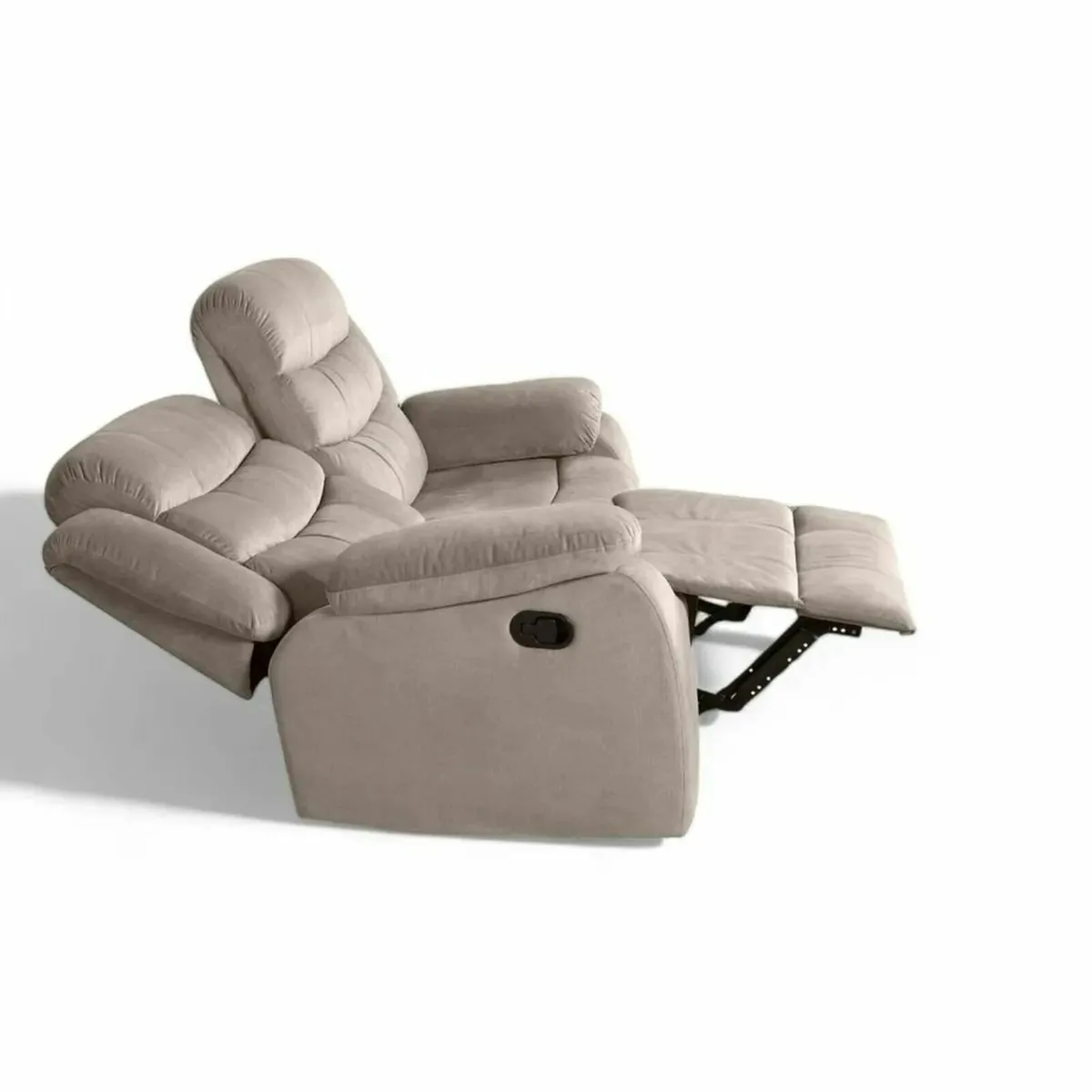 2 Seater Fabric Recliner Sofa, Brown - Image 3