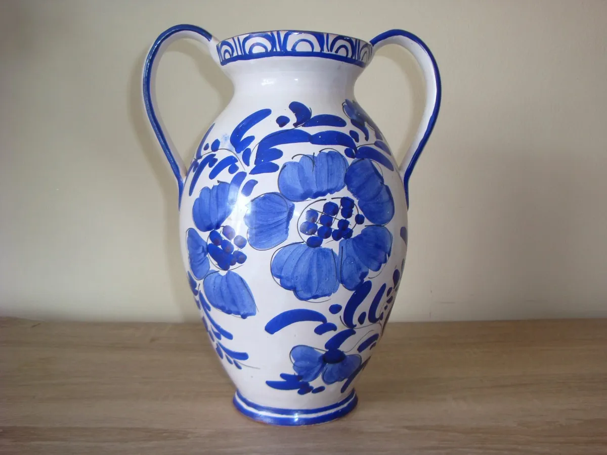 Ceramic white and blue vase H29 cm - Image 1
