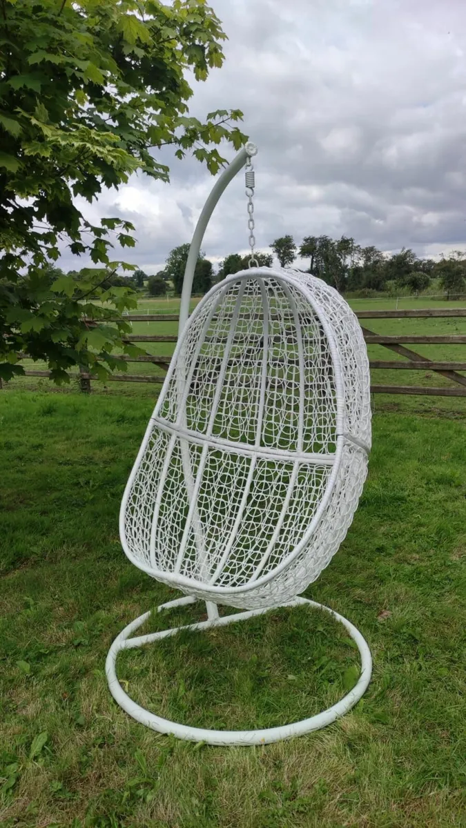 Hanging Egg Chair Rattan Style Cushion & Metal - Image 4