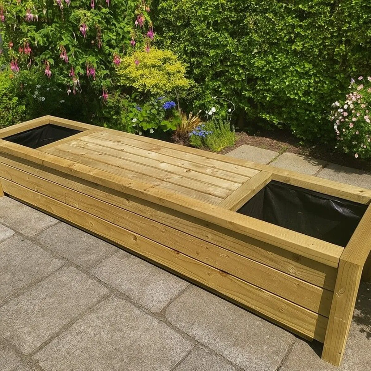8ft bench with planters - Image 1