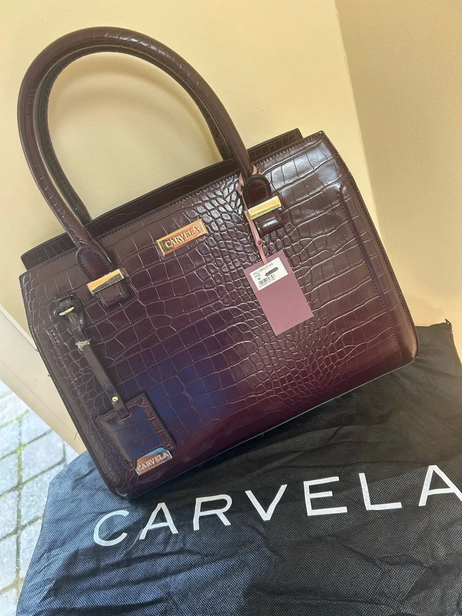 Carvela Holly Croc Zip Bag in Wine Colour - Image 1